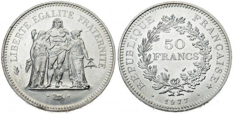 France 50 Francs 1977 Averse: Denomination and date within wreath. Reverse: Herc...