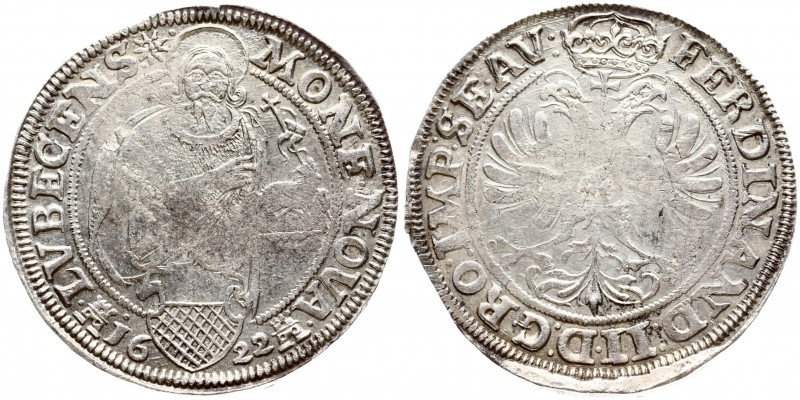 Germany LÜBECK 1 Thaler 1622 (b) Averse: Facing figure of St. John holding lamb;...