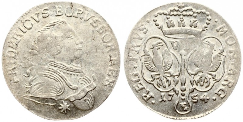 Germany PRUSSIA 6 Groszy 1754 E Friedrich II(1740-1786). Averse: Armored bust to...