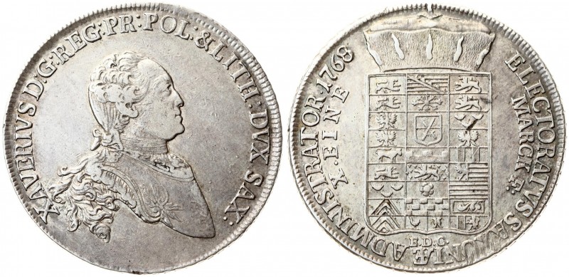 Germany Saxony 1 Thaler 1768 EDC Xaver(1763-1768). Averse: Bust right. Averse Le...