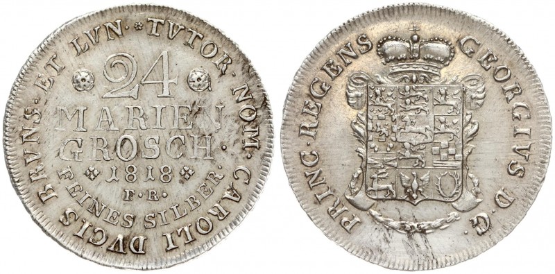 Germany BRUNSWICK-WOLFENBÜTTEL 24 Mariengroschen 1818 FR Charles II(1815-1830). ...