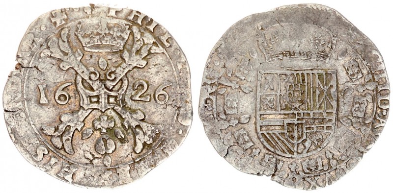 Spanish Netherlands BURGUNDY 1 Patagon 1626 Philip IV(1621-1665). Averse: St. An...