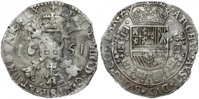 Spanish Netherlands FLANDERS 1 Patagon 1651 Philip IV(1621-1665). Averse: St. An...