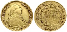 Spain 2 Escudos 1807 AI Charles IV(1788-1808). Averse: Bust right. Averse Legend: CAROL • IIII • D • G • HISP • ETIND • R •. Reverse: Crowned arms in ...