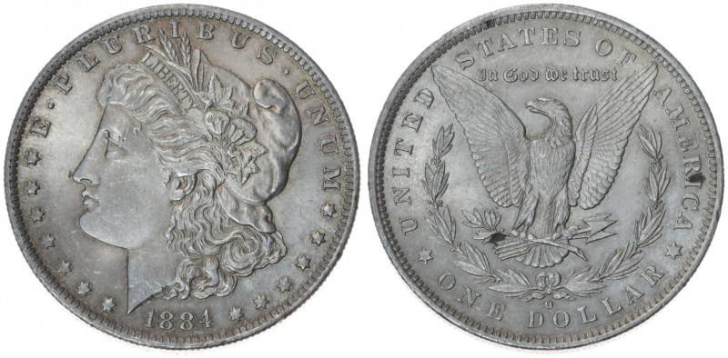 USA 1 Dollar 1884 O 'Morgan Dollar' New Orleans. Averse: Liberty head; facing le...