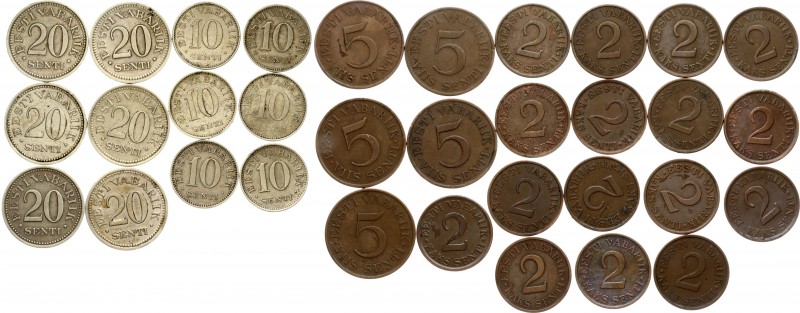 Estonia 2 & 5 & 10 & 20 Senti 1931-1935. Averse: National arms divide date. Reve...