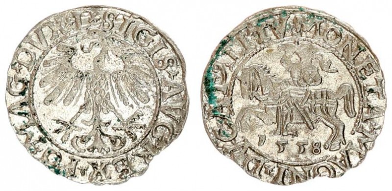 Lithuania 1/2 Grosz 1558 Vilnius. Sigismund II Augustus (1545-1572). Averse Lett...