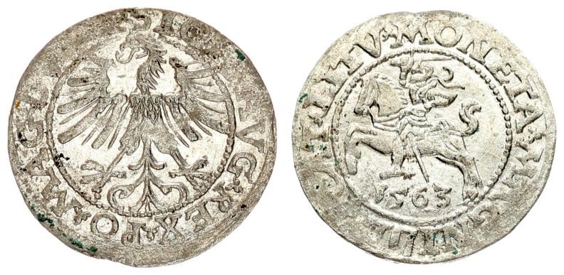 Lithuania 1/2 Grosz 1563 Vilnius. Sigismund II Augustus (1545-1572). Averse Lett...