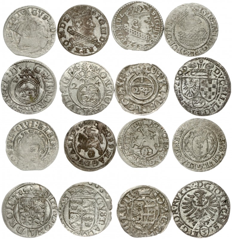 Lithuania 1 Grosz 1626 & 3 Kreuzer & 1/24 Thaler 1618-1630 European Coins. 1 Gro...