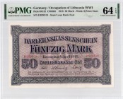 Lithuania 50 Mark 1918 Kaunas Banknote Germany/Occupation of Lithuania WWI. Pick#R132; CM#K6. 1918 50 Mark - Wmk: 6 Points Stars. S/N D929310 - State ...
