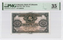 Lithuania 10 Litu 1927 Banknote Bank of Lithuania Pick#23a 10 Litu. S/N G066423. PMG 35 Choice Very Fine
