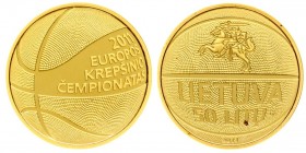 Lithuania 50 Litų 2011 European Basketball Championship. Averse: State emblem. Reverse: Basketball. Reverse Legend: EUROPOS KREPSINIO CEMPIONATAS. Edg...