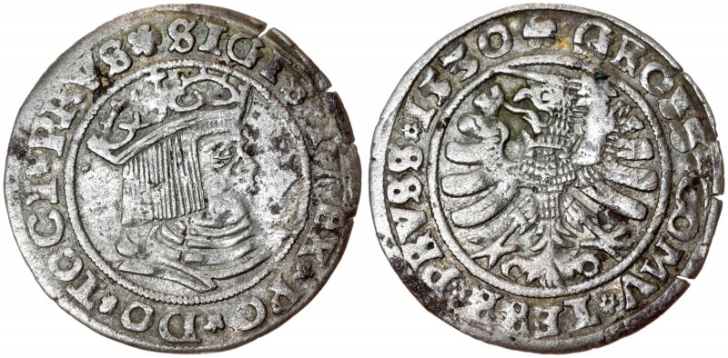 Poland 1 Grosz 1530 Torun. Sigismund I the Old(1506–1548). Averse Lettering: *SI...