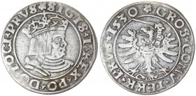 Poland 1 Grosz 1530 Torun. Sigismund I the Old(1506–1548). Averse Lettering: *SIGIS *I* REX *PO* DO* TOCI* PRVS. Reverse Lettering: *GROSS* COMV* TERR...