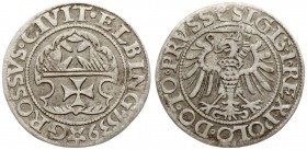 Poland 1 Grosz 1539 Elblag. Sigismund I the Old(1506-1548). Averse: Eagle holding sword to left. Lettering: SIGISMUNDUS PRIMO REX POLONIÆ DOMINUS TOTI...