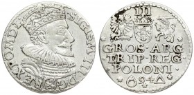 Poland 3 Groszy 1594 Malbork. Sigismund III Vasa (1587-1632). Averse: Crowned bust. Reverse: Value and armorial above legend; date and mintmaster belo...