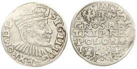 Poland 3 Groszy 1595 Bydgoszcz. Sigismund III Vaza(1587–1632). Averse: Crowned bust right. Reverse: Value and armorial above legend; date and mintmast...