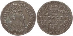Poland 3 Groszy 1598 Olkusz. Sigismund III Vasa (1587-1632). Crown coins. Averse: Crowned bust right. Reverse: Value; divided date; symbols and two-li...