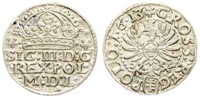 Poland 1 Grosz 1613 Krakow. Sigismund III Vasa (1587-1632). Averse: Large crown above legend. Reverse: Eagle with shield on breast. Silver. Kop. 801