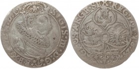 Poland 6 Groszy 1625 Krakow. Sigismund III Vasa (1587-1632). Averse: Crowned bust right. Reverse: Crown above three shields. Silver. (Point between da...