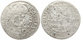 Poland 1 Gulden (Tymf) 1664 AT. John II Casimir Vasa (1649–1668). Averse: Crowned monogram. Reverse: Crowned shield; XXX GRO on shield. (place METALLO...