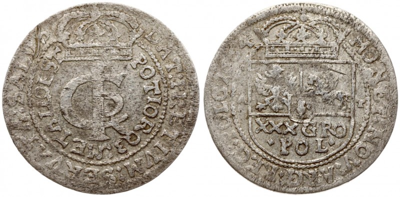 Poland 1 Gulden (Tymf) 1664 AT. John II Casimir Vasa (1649–1668). Averse: Crowne...