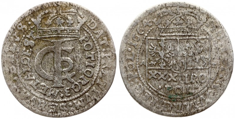 Poland 1 Gulden (Tymf) 1664 AT. John II Casimir Vasa (1649–1668). Averse: Crowne...