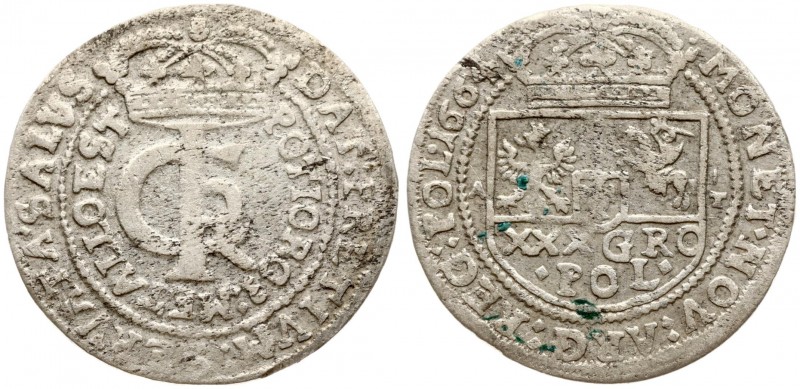 Poland 1 Gulden (Tymf) 1664 AT. John II Casimir Vasa (1649–1668). Averse: Crowne...