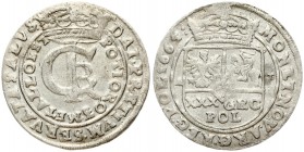 Poland 1 Gulden (Tymf) 1665 AT. John II Casimir Vasa (1649–1668). Averse: Crowned monogram. Reverse: Crowned shield; XXX GRO on shield.(averse inscrip...
