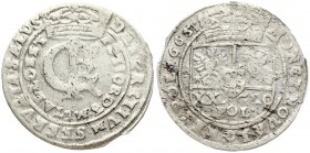 Poland 1 Gulden (Tymf) 1665 AT. John II Casimir Vasa (1649–1668). Averse: Crowned monogram. Reverse: Crowned shield; XXX GRO on shield. (Averse: PRETI...