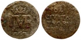 Poland THORN 1 Solidus 1671 Michal Korybut (1669–1673). Averse: Crowned MR monogram. Reverse: Written value. Silver. KM 50; Tyszkiewicz 2 mk; Kop. 837...