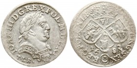 Poland 6 Groszy 1682 TLB John III Sobieski(1674-1696). Averse: Laureate armored bust right TLB. Reverse: With the Leliwa coat of arms under the shield...