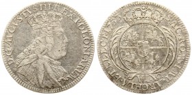 Poland 6 Groszy 1753 EC August III(1733-1763). Averse: Crowned bust of August III right. Reverse: Crowned arms within sprigs; VI below. Billon. KM 155...