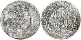 Poland 18 Groszy 1754 EC August III(1733–1763). Averse: Large; crowned bust right. Averse Legend: D • G • AUGVSTVS • III • REX • POLONIARUM. Reverse: ...