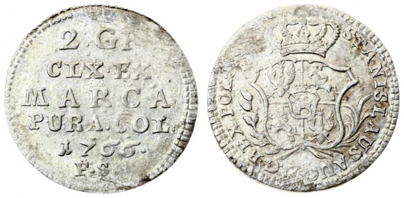 Poland 2 Groszy 1766 FS Warsaw. Stanislaus Augustus(1764-1795). Averse: Crowned;...
