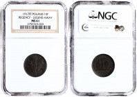 Poland 10 Fenigow 1917FF Stuttgart. LEGEND AWAY. Averse: Value. Reverse: Crowned eagle with wings open. Iron. Legend away from edge. Y 6. NGC MS 61