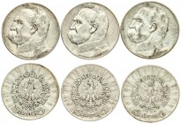 Poland 5 Zlotych 1935 (w) Averse: Radiant crowned eagle with wings open. Reverse: Head of Jozef Pilsudski left. Edge Description: Reeded. Y 28. Lot of...