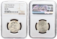 Poland 5 Zlotych 1936 (w) Averse: Radiant crowned eagle with wings open. Reverse: Head of Jozef Pilsudski left. Edge Description: Reeded. Silver . Y 2...