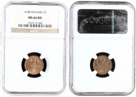 Poland 2 Grosze 1938(w) Averse: Crowned eagle with wings open. Reverse: Stylized value. Bronze. Y 9a. NGC MS 66 RD