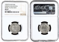 Poland 50 Groszy 1938(w) GERMAN OCCUPATION. Averse: Crowned eagle with wings open. Reverse: Value within wreath. Iron. Y 38. NGC MS 62