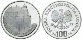 Poland 100 Zlotych 1977MW Castle. Averse; Imperial eagle above value. Reverse: Castle. Silver. Y 91