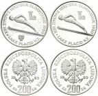 Poland 200 Zlotych 1980 1980 Winter Olympics Lake Placid. Averse: Imperial eagle above value. Lettering: POLSKA RZECZPOSPOLITA LUDOWA 19 80 mw ZŁ 200 ...