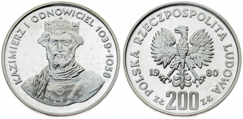 Poland 200 Zlotych 1980MW Duke Kazimierz I. Averse: Imperial eagle above value. ...