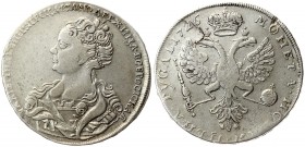 Russia 1 Rouble 1726 Catherine I (1725-1727). Averse: Bust left. Reverse: Crown above crowned double-headed eagle. 'Moscow type portrait turned to the...