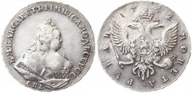 Russia 1 Rouble 1742 СПБ Elizabeth (1741-1762). Averse: Crowned bust right. Reverse: Crown above crowned double-headed eagle shield on breast. Edge in...
