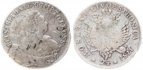 Russia Livonia 24 Kopecks 1757 Elizabeth (1741-1762); Moscow 'Livonaises' Russia For Livonia. Silver. Edge patterned. Silver. Bit. 636