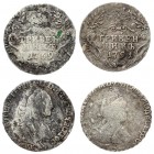 Russia 1 Grivennik 1769 & 1791 СПБ St. Petersburg. Catherine II (1762-1796). Averse: Bust right. Reverse: Crown above value date within sprigs. Silver...