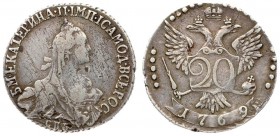 Russia 20 Kopeck 1769 СПБ Catherine II(1762-1796) Silver. Edge cordlike leftwards. Petrov - 1 rub. Conros141/16. Bit. 377