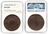 Russia 5 Kopecks 1784 ЕМ Ekaterinburg. Catherine II (1762-1796). Averse: Crowned monogram divides date within wreath. Reverse: Crowned double-headed e...