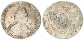 Russia 1 Rouble 1786 СПБ ЯА St. Petersburg. Catherine II (1762-1796). Averse: Crowned bust right. Reverse: Crown above crowned double-headed eagle shi...